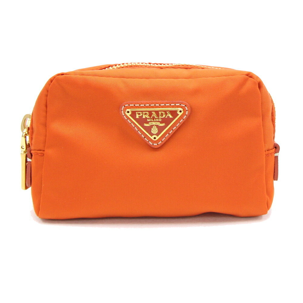 Prada Pouch Triangle Nylon Makeup Orange Logo - image 2